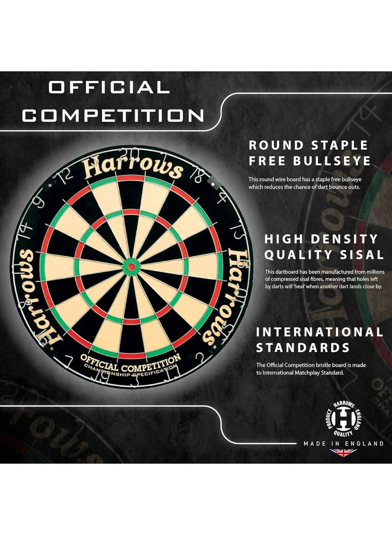 Harrows Official Competition Bristle Dartboard – International Championship Grade | Staple-Free Bullseye & High-Tensile Steel Wiring - Image 4